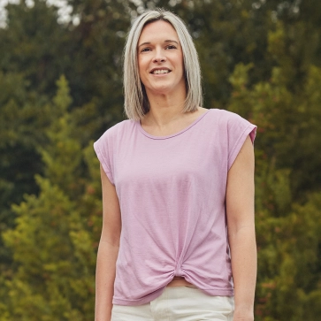 Haut manches courtes en laine mérinos fin pour femme