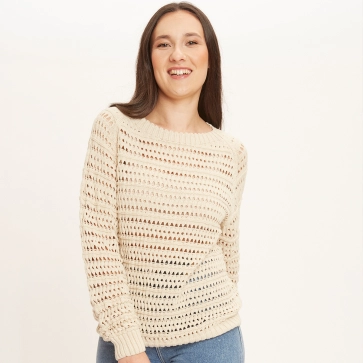  Pull en coton bio et chanvre ajour&eacute; pour femme