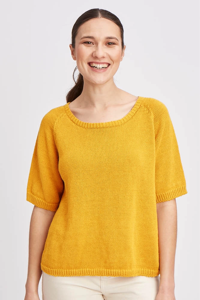 Pull femme manche courtes vert amamde - Matière noble Pull femme manche courtes vert amamde - Matière noble
