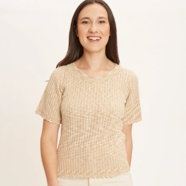 Pull petites manches en coton bio pour femme