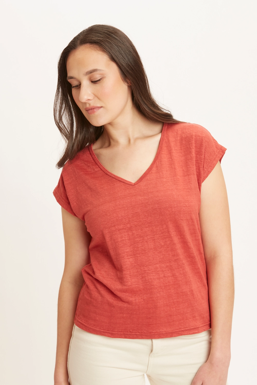 Missegle t shirt col v lin femme LCDV 5