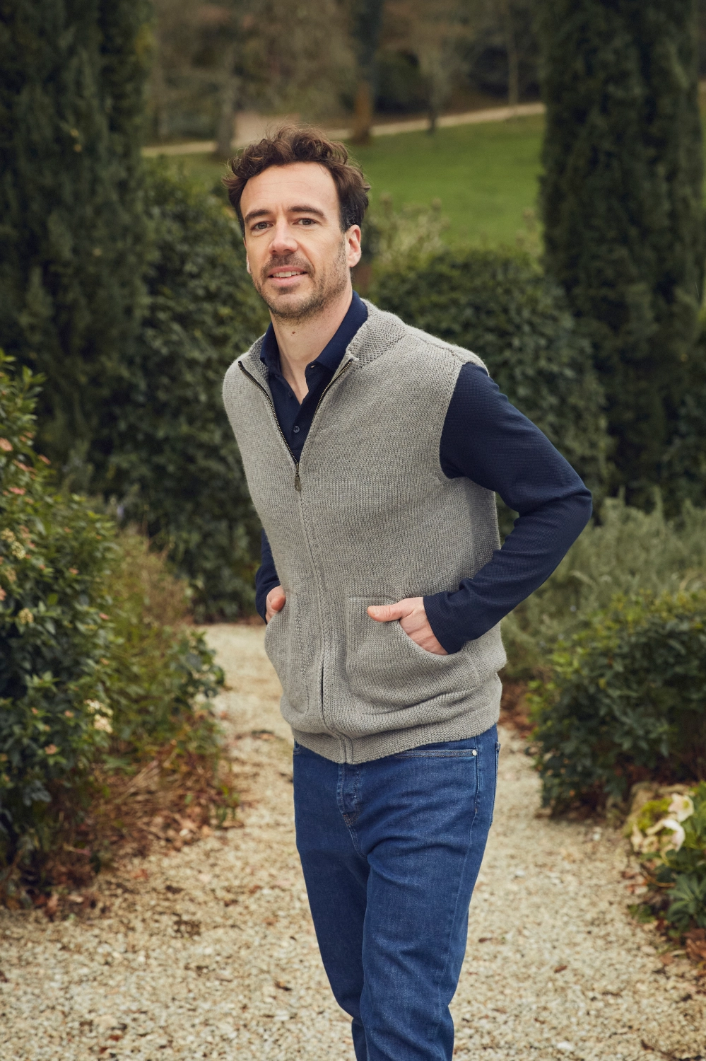 Gilet en laine sans manche yack mérinos et soie pour homme