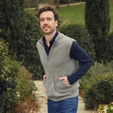 Gilet en laine sans manche yack mérinos et soie pour homme