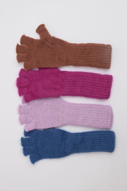 Mitaines mohair et soie mixtes avec doigts