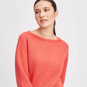 Pull en laine mohair et soie manches 3/4