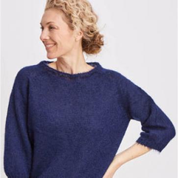 Pull en laine mohair et soie manches 3/4