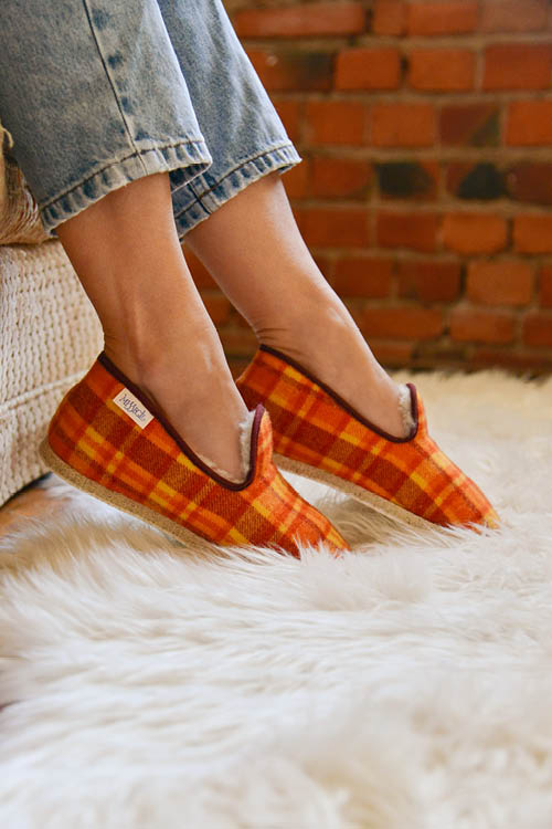 Charentaises mohair et laine écossais helios