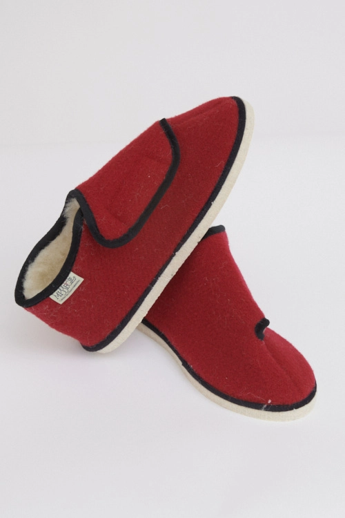 Charentaises mohair et laine grand confort rouge