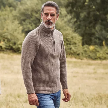 Pull en laine mérinos camionneur pour homme