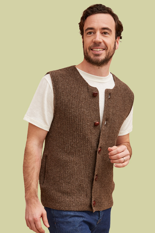 Gilet en laine mérinos d’Arles sans manches pour homme