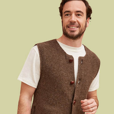 Gilet en laine mérinos d’Arles sans manches pour homme