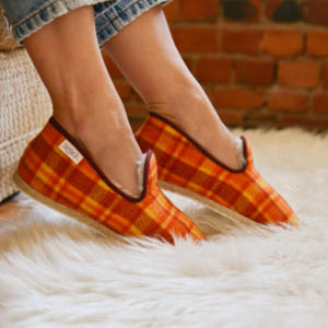 Charentaises mohair et laine écossais helios
