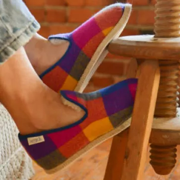 Charentaises mohair et laine écossais tonique