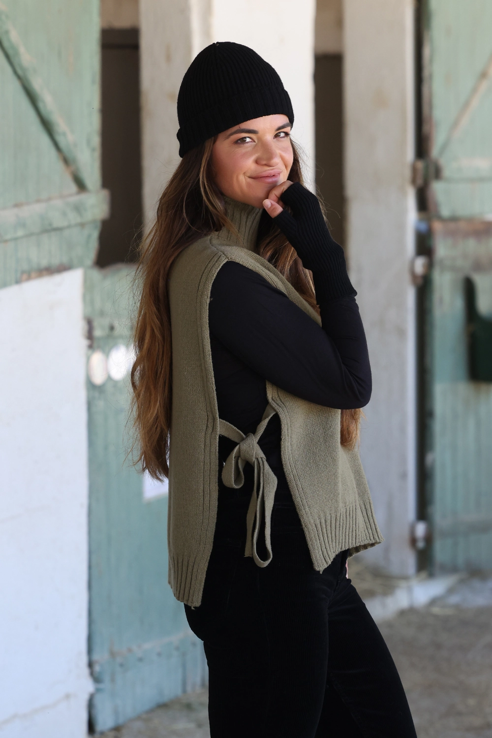 Poncho en laine recyclée femme Soline