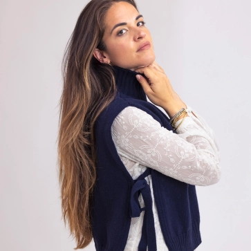 Poncho en laine recycl&eacute;e femme Soline