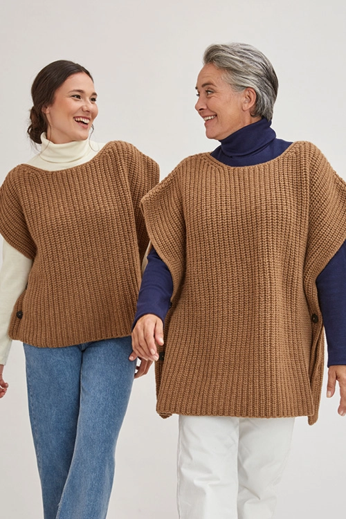 Poncho long duvet de chameau