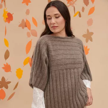 Gros pull en laine yack manches 3/4 pour femme