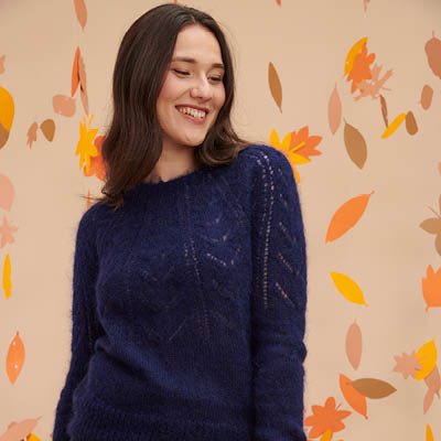Pull en laine mohair ajouré femme