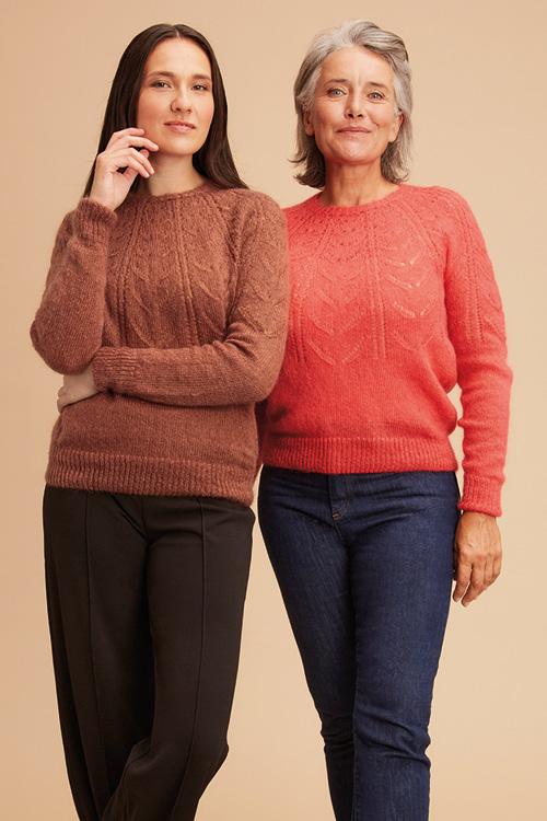 Pull en laine ajouré en duvet de mohair et soie pour femme