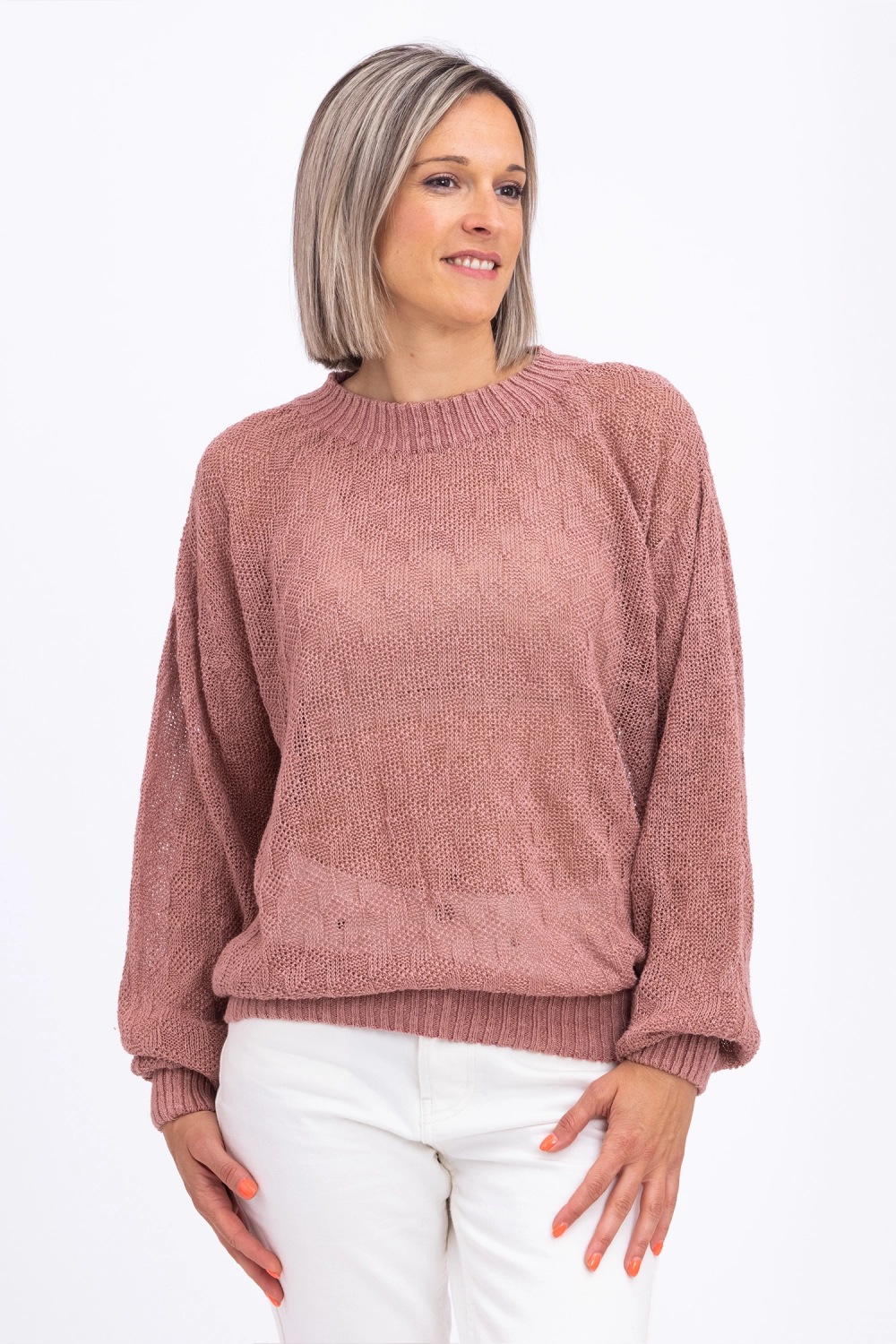 Pull ample manches longues en chanvre pour femme