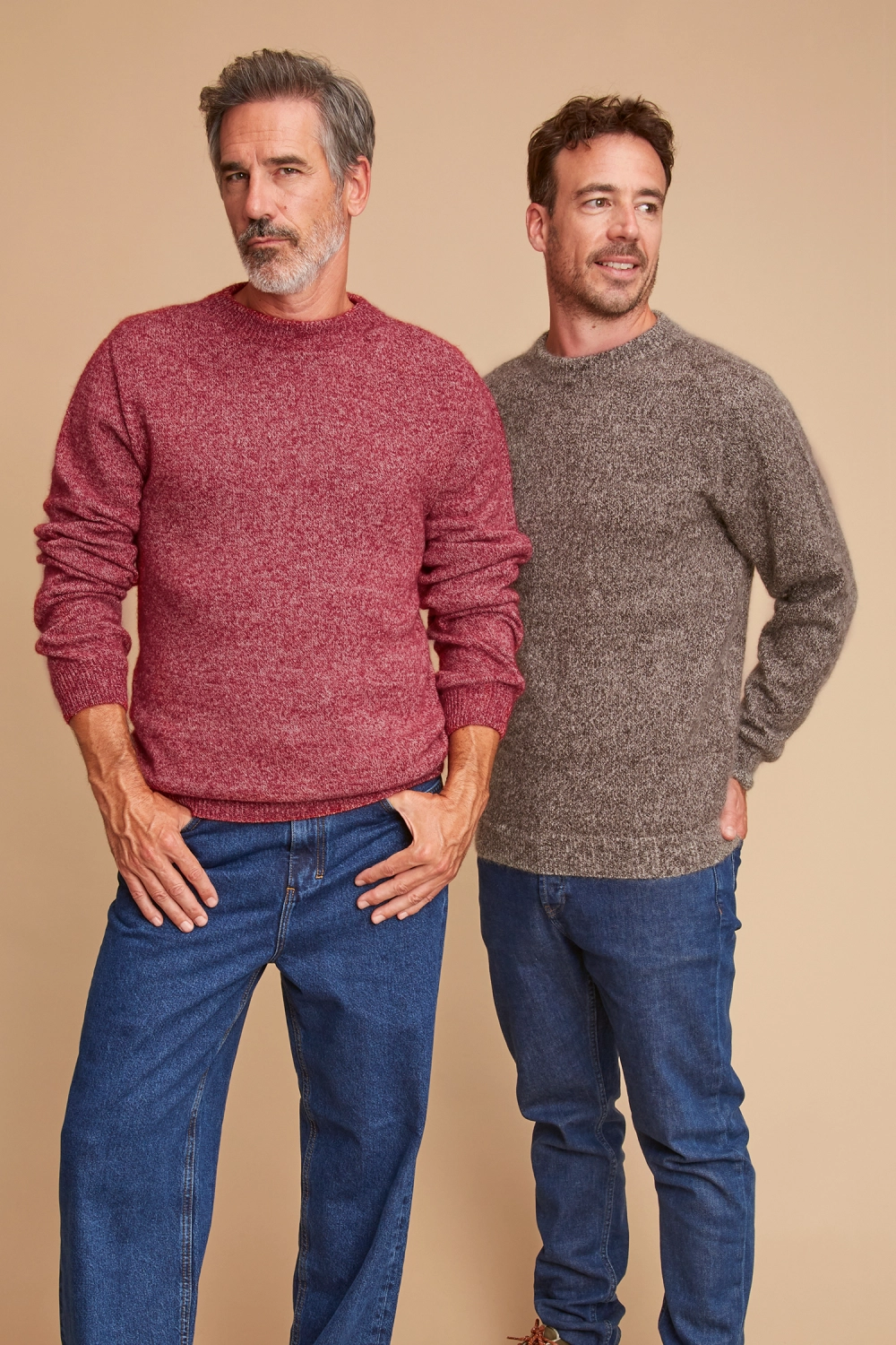 Pull en laine col rond mohair et yack pour homme