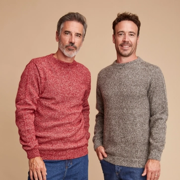 Pull en laine col rond mohair et yack pour homme