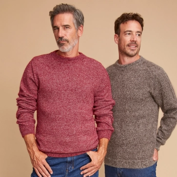 Pull en laine col rond mohair et yack pour homme