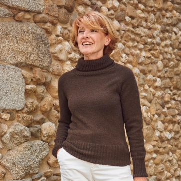 Pull en laine yack col roulé pour femme