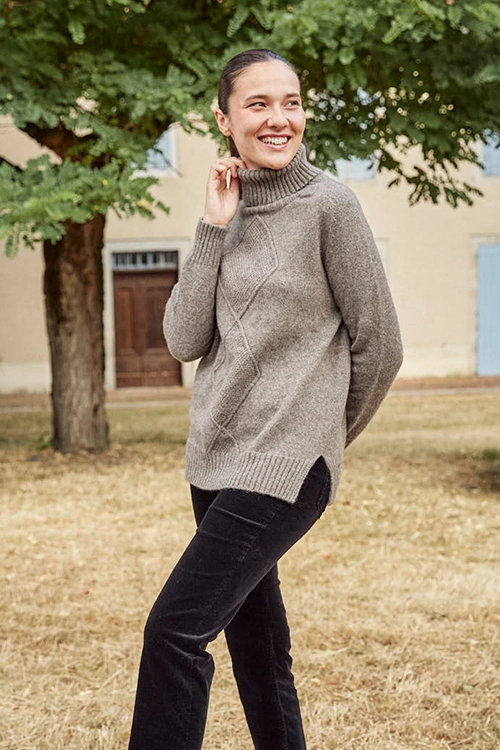 Pull col roule losange yack femme ypl 6