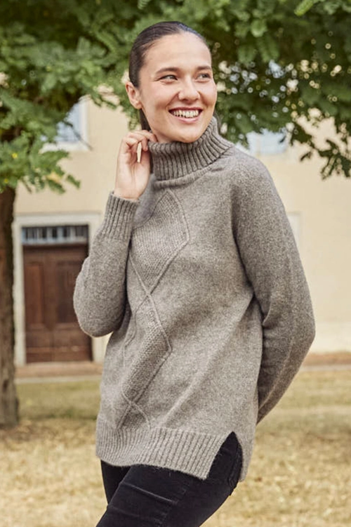 Pull col roule losange yack femme ypl bam 2