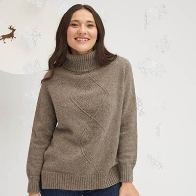 Pull en laine yack col roulé pour femme