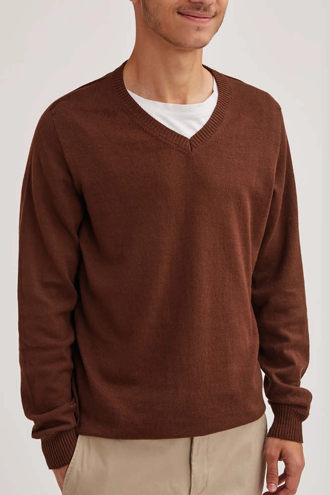 Pull Col V 100% coton bio   