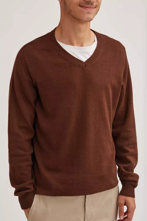 Pull Col V 100% coton bio   