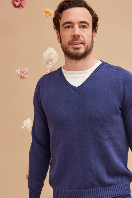 Pull col v coton bio seacell seaphn pe24 2