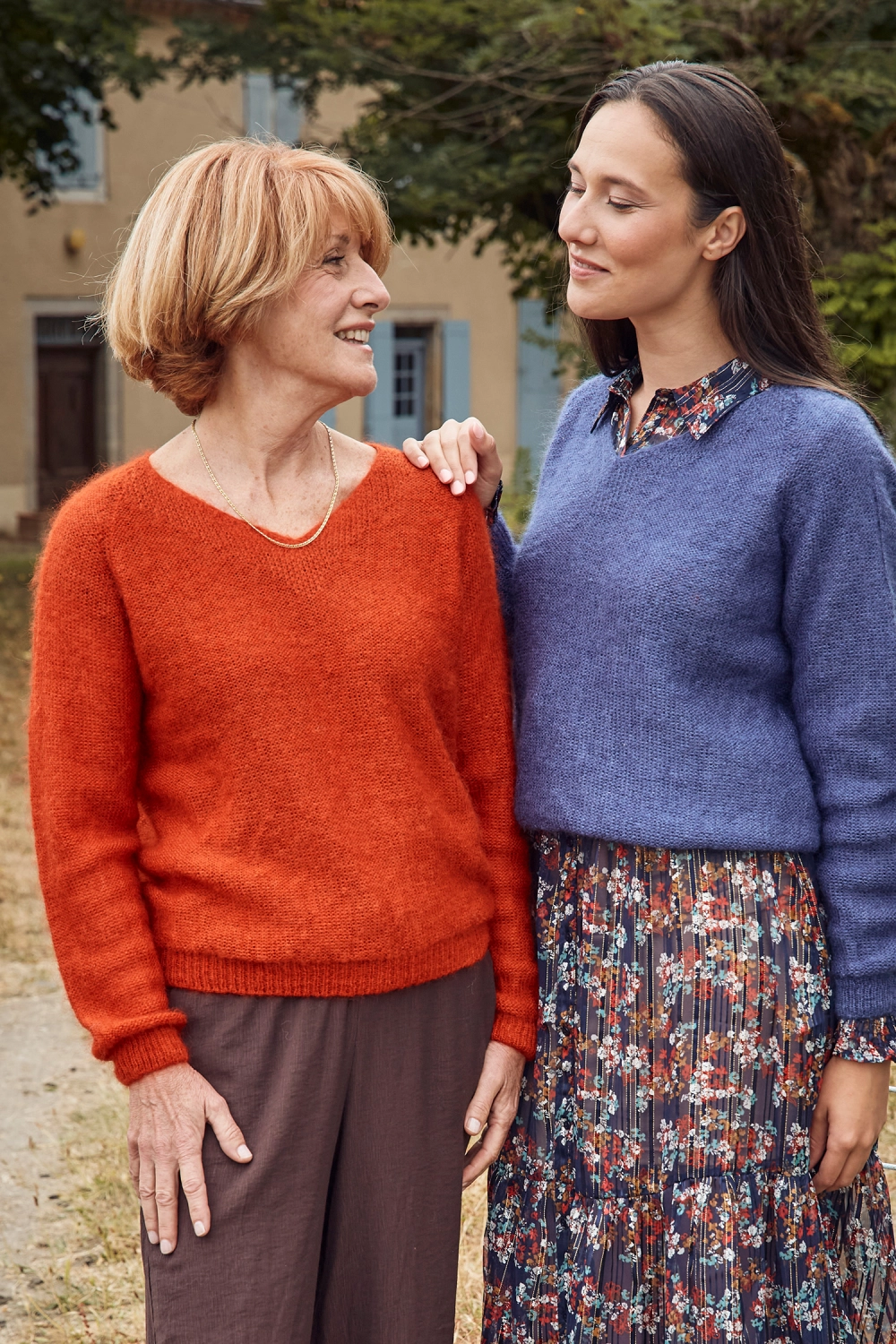 Pull col v mohair soie femme PMVN 2