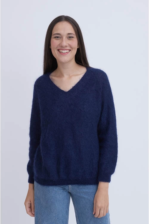 Pull col v mohair soie femme bampmvn 2