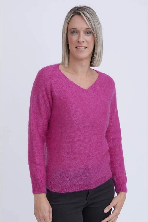 Pull col v mohair soie femme bampmvn 3