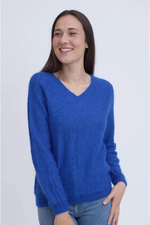 Pull col v mohair soie femme bampmvn 4