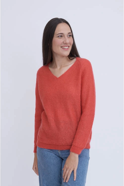 Pull col v mohair soie femme bampmvn 5