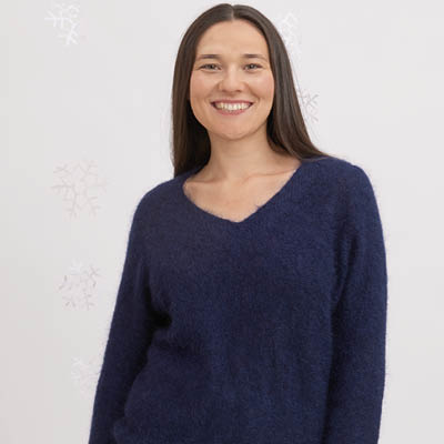 Pull en laine mohair col V pour femme 