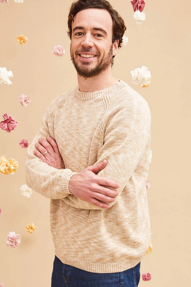 Pull en coton bio imprimé col rond pour homme