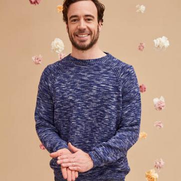 Pull en coton bio imprimé col rond pour homme