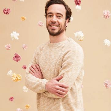 Pull en coton bio imprimé col rond pour homme