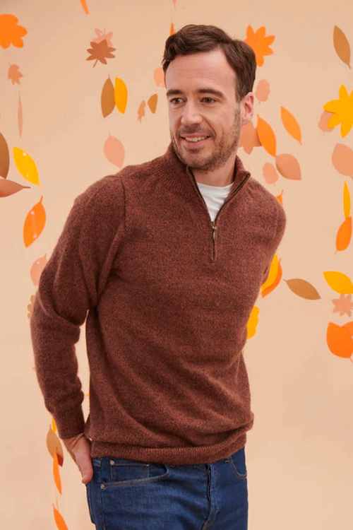 Pull en laine homme yack col zippé