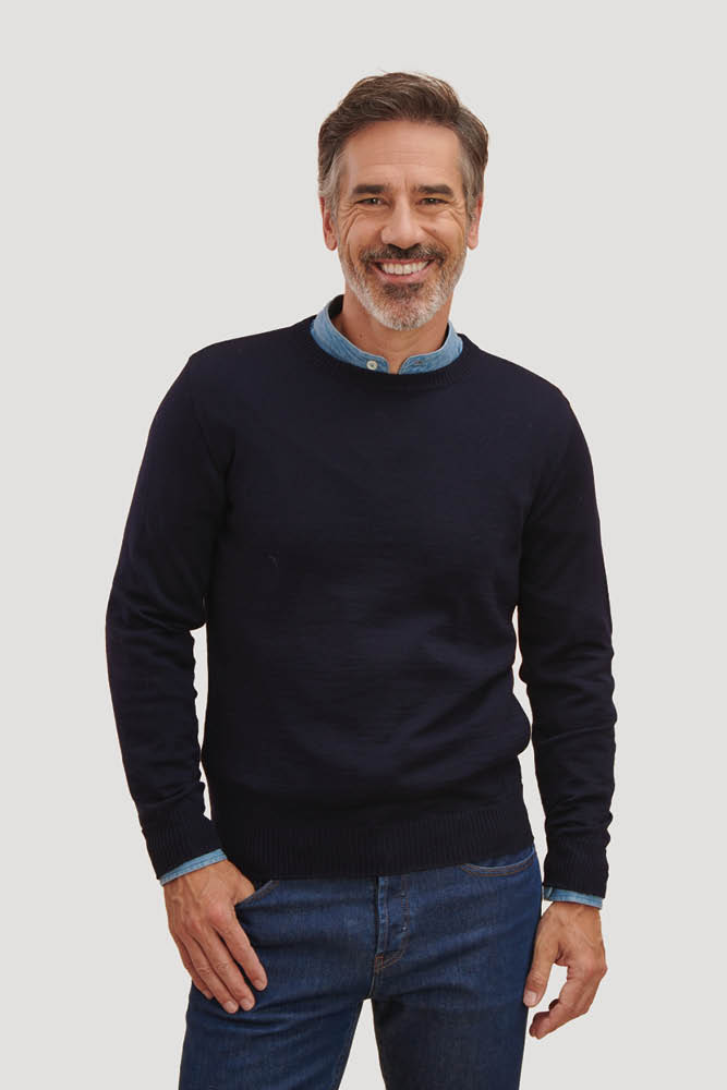 Pull en laine mérinos homme col rond