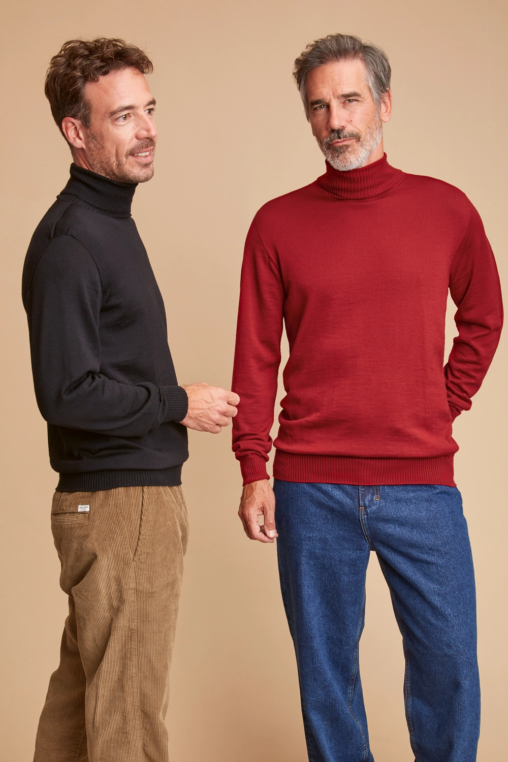 Pull en laine mérinos col roulé pour homme