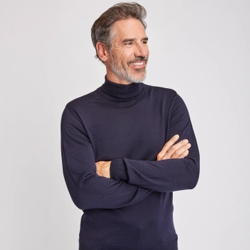 Pull en laine m&eacute;rinos col roul&eacute; pour homme