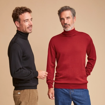 Pull en laine mérinos col roulé pour homme