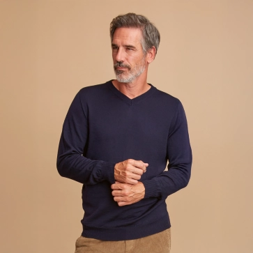 Pull en laine mérinos homme col V