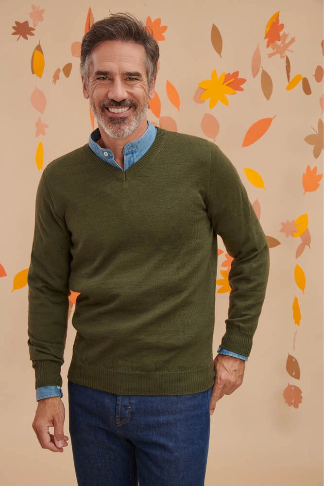 Pull en laine homme col V  
